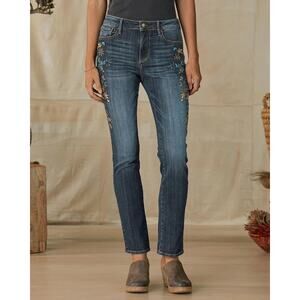 Sundance Driftwood Audrey Cassia Embroidered Floral Jeans | Dark Wash | SZ 28‎
